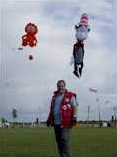 Robert with two of his big kites
